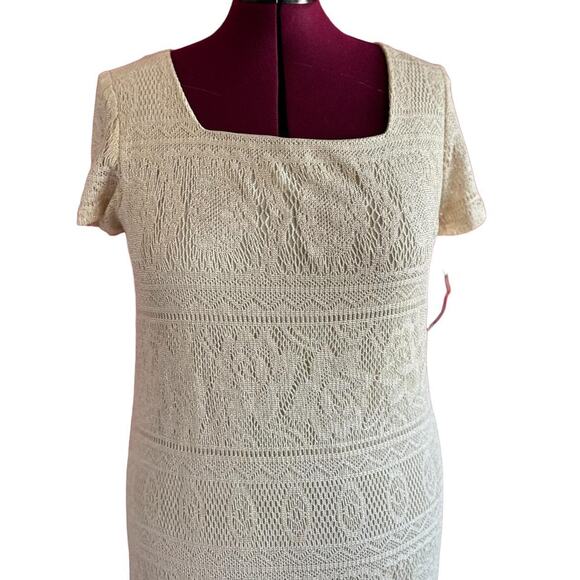 Vintage NWT Womens Dress Large Cream Gold Lace Ethereal Soft Delicate Elegant - Picture 2 of 7